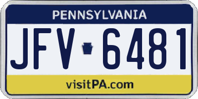 PA license plate JFV6481