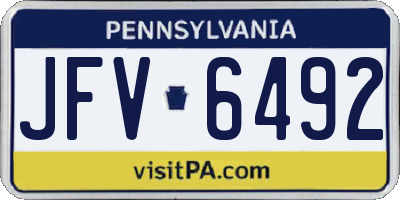 PA license plate JFV6492