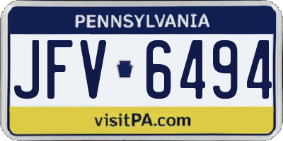 PA license plate JFV6494