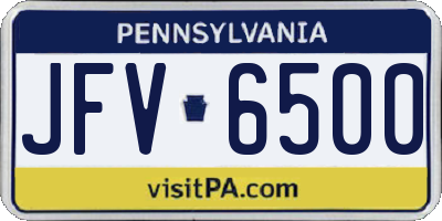 PA license plate JFV6500
