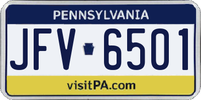 PA license plate JFV6501