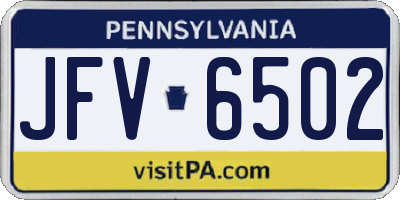 PA license plate JFV6502