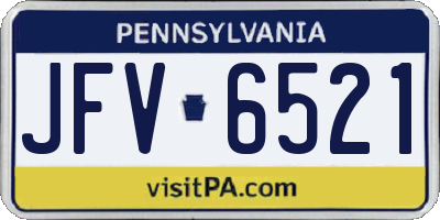 PA license plate JFV6521