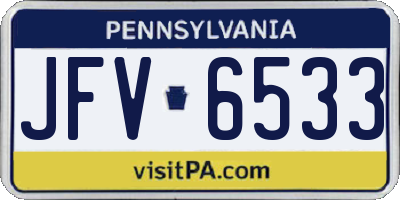 PA license plate JFV6533