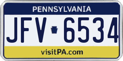 PA license plate JFV6534