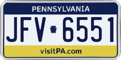PA license plate JFV6551