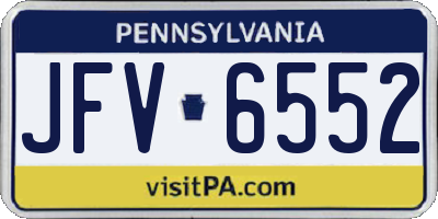 PA license plate JFV6552