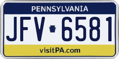 PA license plate JFV6581
