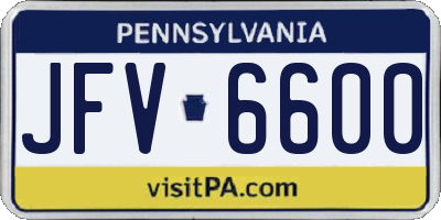PA license plate JFV6600