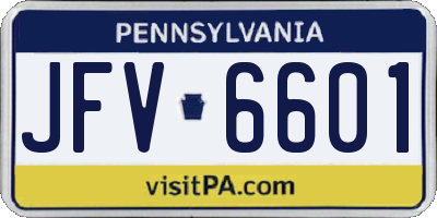 PA license plate JFV6601