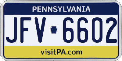 PA license plate JFV6602