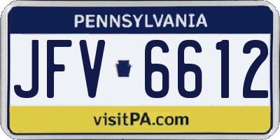 PA license plate JFV6612