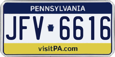 PA license plate JFV6616