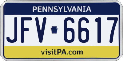 PA license plate JFV6617