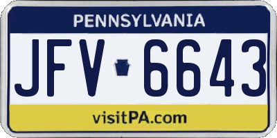 PA license plate JFV6643