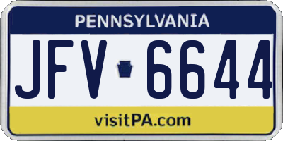 PA license plate JFV6644