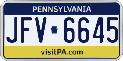 PA license plate JFV6645