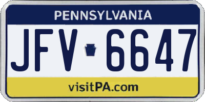 PA license plate JFV6647