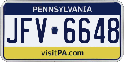 PA license plate JFV6648
