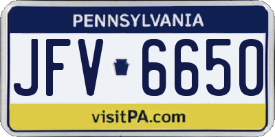 PA license plate JFV6650