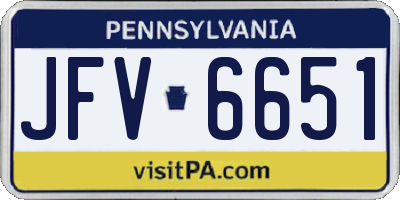 PA license plate JFV6651