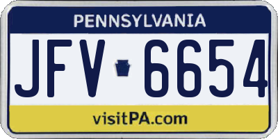 PA license plate JFV6654