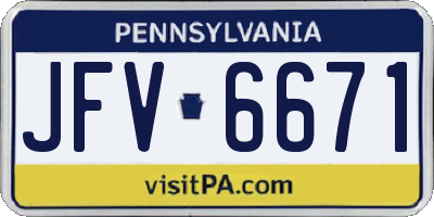 PA license plate JFV6671