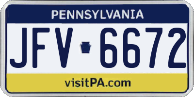 PA license plate JFV6672