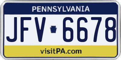 PA license plate JFV6678