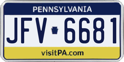 PA license plate JFV6681