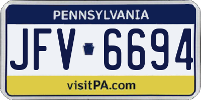 PA license plate JFV6694