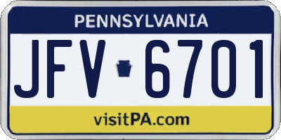 PA license plate JFV6701