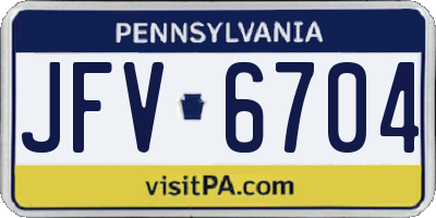 PA license plate JFV6704