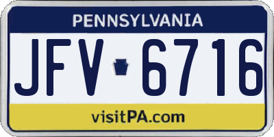 PA license plate JFV6716