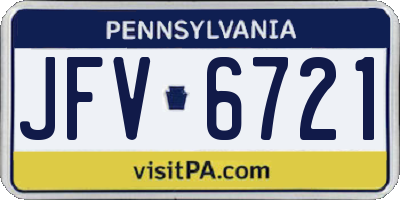PA license plate JFV6721