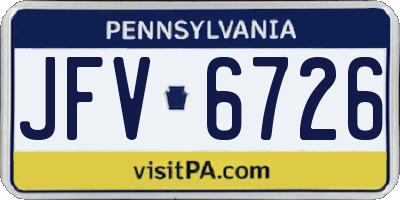 PA license plate JFV6726