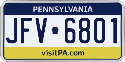 PA license plate JFV6801