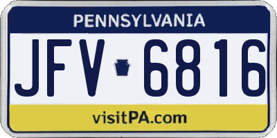 PA license plate JFV6816