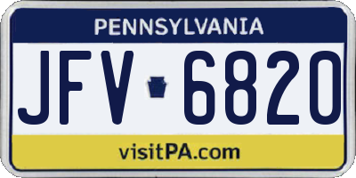 PA license plate JFV6820