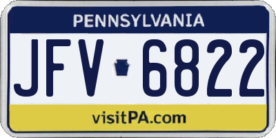 PA license plate JFV6822