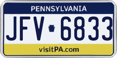 PA license plate JFV6833