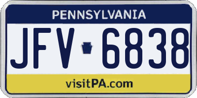 PA license plate JFV6838