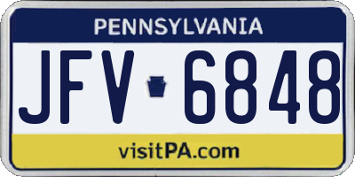 PA license plate JFV6848