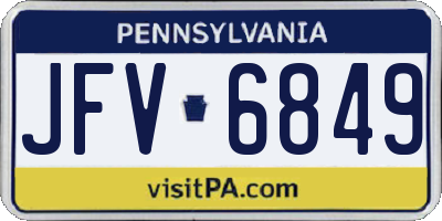 PA license plate JFV6849