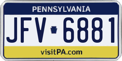 PA license plate JFV6881