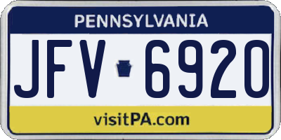 PA license plate JFV6920