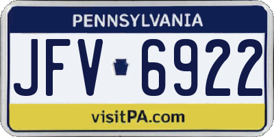 PA license plate JFV6922