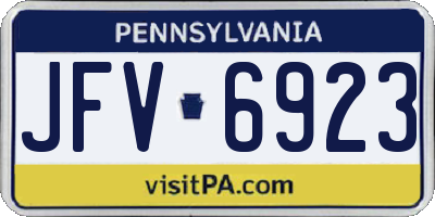 PA license plate JFV6923