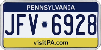 PA license plate JFV6928