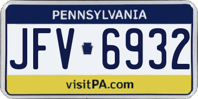 PA license plate JFV6932